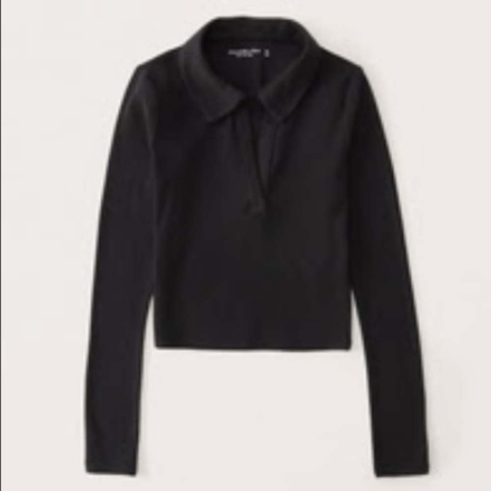Abercrombie & Fitch Long-Sleeve Ribbed Polo Top